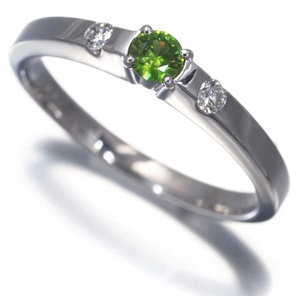 DEMANTOID GARNET DIAMOND RING 18K 750 WHITE GOLD (1 of 2)