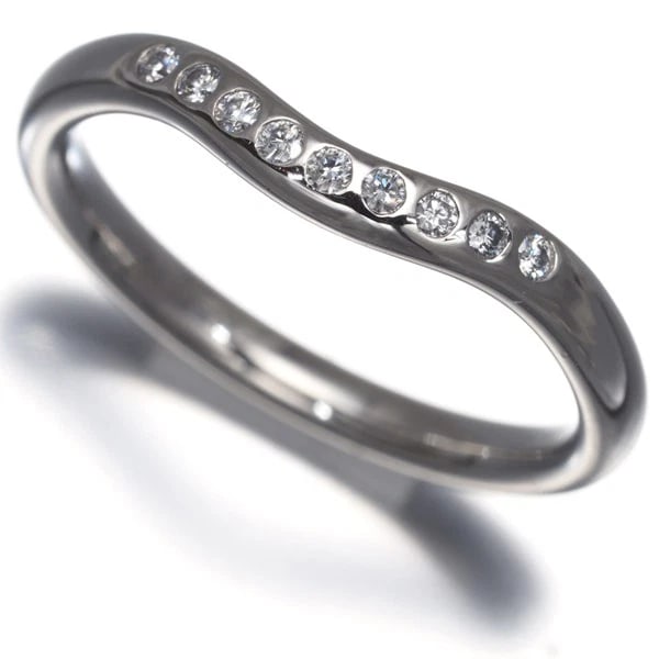 TIFFANY&CO. RING DIAMOND CURVED BAND 950 PLATINUM: Tiffany&Co. Ring Diamond Curved Band 950 Platinum Brand: Tiffany & Co. Type: Ring Material: 950 / Platinum Main Stone/Creation Natural Color: Platinum Size: US 5 Accessories: None Accessories