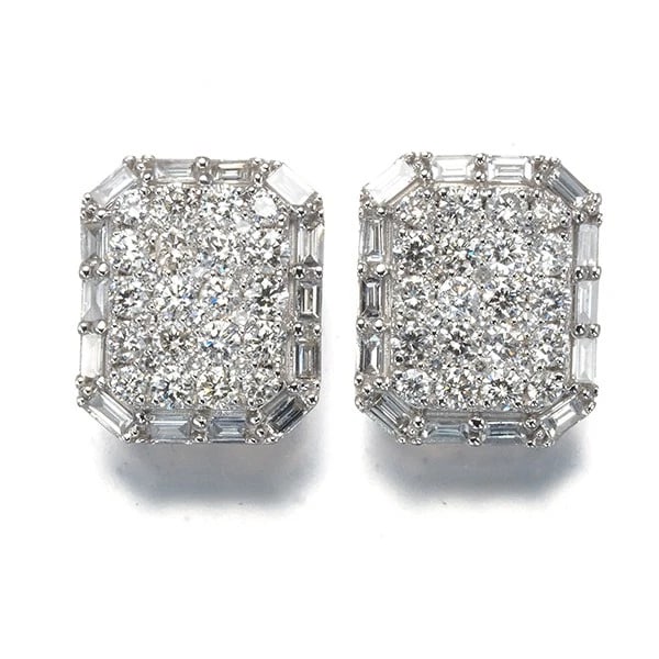 DIAMOND SQUARE PAVED BAGUETTE-CUT EARRINGS (1 of 2)
