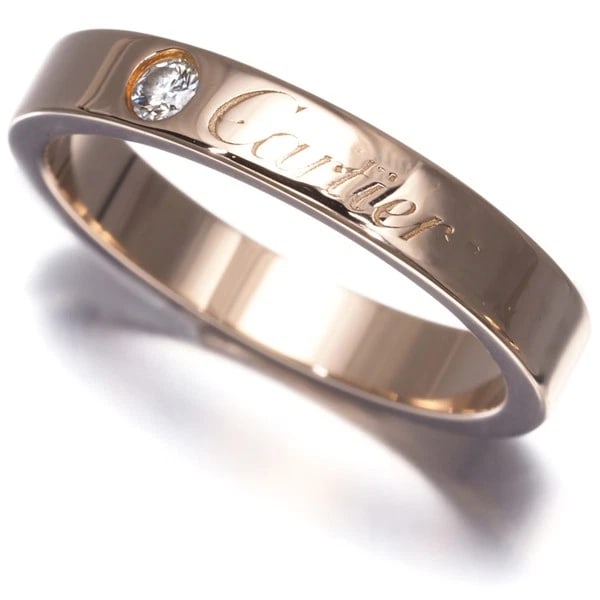 CARTIER RING DIAMOND C DE CARTIER WEDDING BAND: Cartier Ring Diamond C de Cartier Wedding Band Brand: Cartier Type: Ring Material: 18K / 750 / Rose Gold Main Stone/Creation Natural Color: Rose Gold Size: US 4.5 Accessories: None