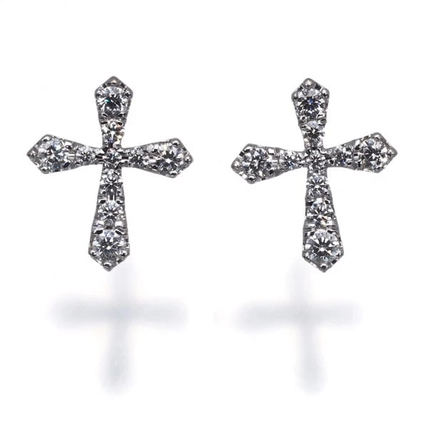 MIKIMOTO EARRINGS DIAMOND CROSS 18K 750 WHITE GOLD: Mikimoto Earrings Diamond Cross 18K 750 White Gold Brand: MIKIMOTO Type: Earrings Material: 18K / 750 / White Gold Main Stone/Creation Natural Color: White Gold Size: Design size: 13.2 x 11.3mm A