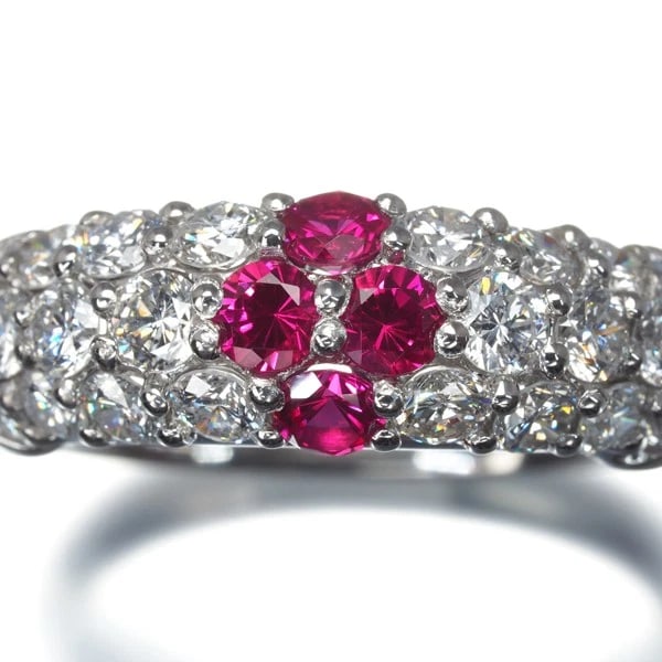 CRESCENT VERT RING LAB-CREATED RUBY DIAMOND PAVED - 3