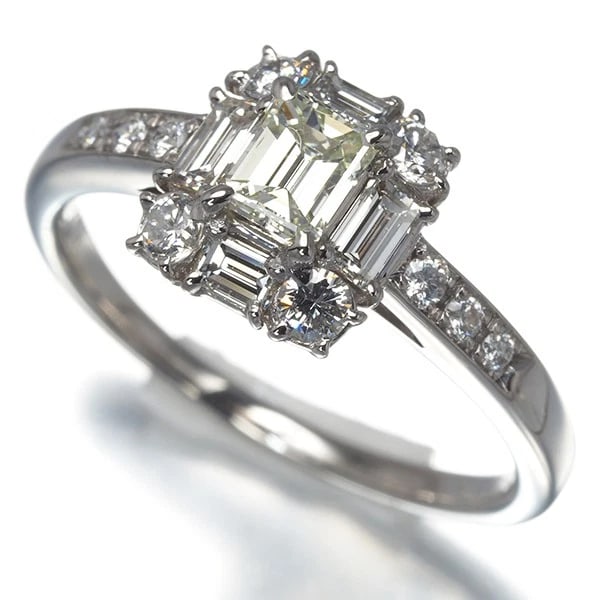 YELLOW &CLEAR DIAMOND RING 900 PLATINUM (1 of 3)