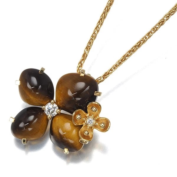 CHAUMET NECKLACE TIGER'S EYE DIAMOND HORTENSIA (1 of 2)