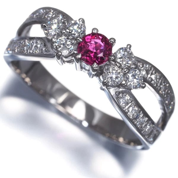 RUBY DIAMOND RING 900 PLATINUM (1 of 3)