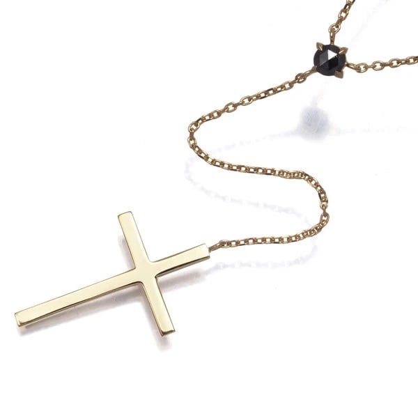 SJX NECKLACE ROSE-CUT DIAMOND CROSS YDROP: SJX Necklace Rose-cut Diamond Cross YDrop Brand: SJX Type: Necklace Material: 18K / 750 / Yellow Gold Main Stone/Creation Natural Color: Yellow Gold Size: Necklace length: 50 / 55cm Pendant size: