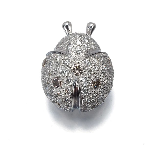 MIKIMOTO BROOCH BROWN &CLEAR DIAMOND LADYBUG PIN (1 of 2)