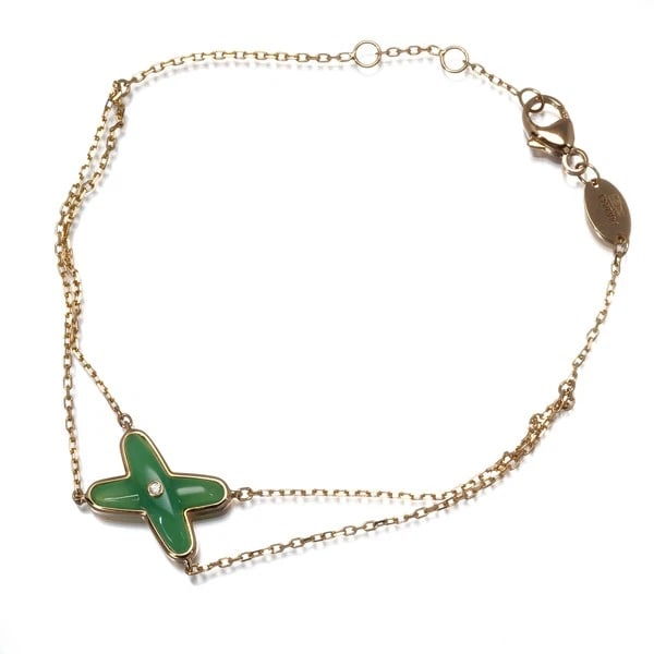 CHAUMET BRACELET CHRYSOPRASE DIAMOND JEUX DE LIENS: CHAUMET Bracelet Chrysoprase Diamond Jeux de Liens Brand: CHAUMET Type: Bracelet Material: 18K / 750 / Rose Gold Main Stone/Creation Natural Color: Rose Gold Size: Inner circumference: 15 / 16 / 1