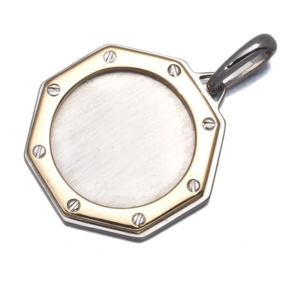 CARTIER PENDANT SANTOS 100 18K 750 YELLOW GOLD/STAINLESS STEEL: Cartier Pendant Santos 100 18K 750 Yellow Gold/Stainless Steel Brand: Cartier Type: Pendant Material: 18K / 750 / Yellow Gold STEEL / Stainless Steel There is no metal purity stamp on the item but t