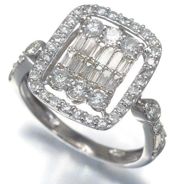 DIAMOND BAGUETTE-CUT RING 900 PLATINUM (1 of 2)