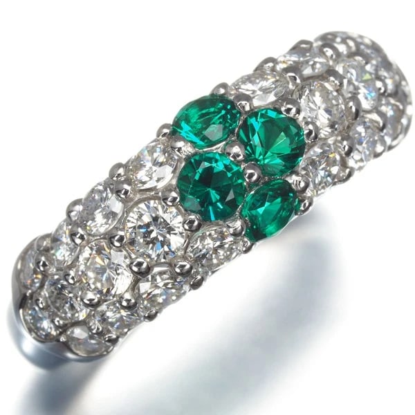 CRESCENT VERT RING LAB-CREATED EMERALD DIAMOND PAVED - 3