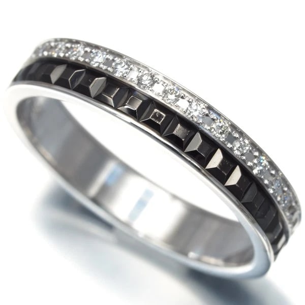 BOUCHERON RING DIAMOND QUATRE BLACK HALF: Boucheron Ring Diamond Quatre Black Half Brand: BOUCHERON Type: Ring Material: 18K / 750 / White Gold Black Coating Main Stone/Creation Natural Color: White Gold Black Coating Size: US 6.5 
