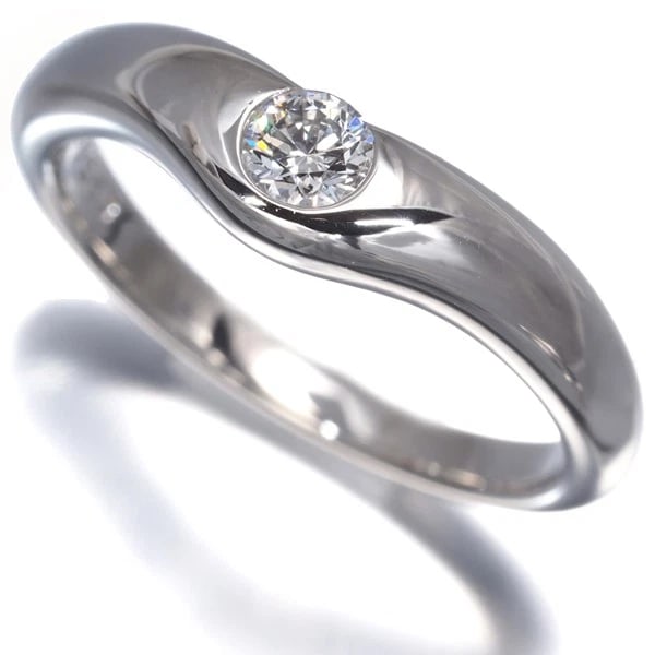 TIFFANY&CO. RING DIAMOND CURVED BAND 1P 950 PLATINUM: Tiffany&Co. Ring Diamond Curved Band 1P 950 Platinum Brand: Tiffany & Co. Type: Ring Material: 950 / Platinum Main Stone/Creation Natural Color: Platinum Size: US 5.5 - 5.75 Accessories: None
