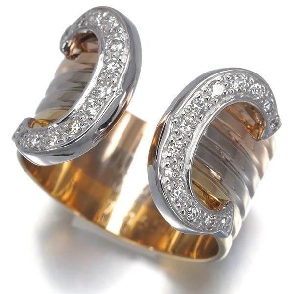 CARTIER RING DIAMOND 2C DOUBLE C C2 3COLOR LM: Cartier Ring Diamond 2C Double C C2 3color LM Brand: Cartier Type: Ring Material: 18K / 750 / Yellow Gold 18K / 750 / White Gold 18K / 750 / Rose Gold Main Stone/Creation Natural Color: YG/WG/RG S