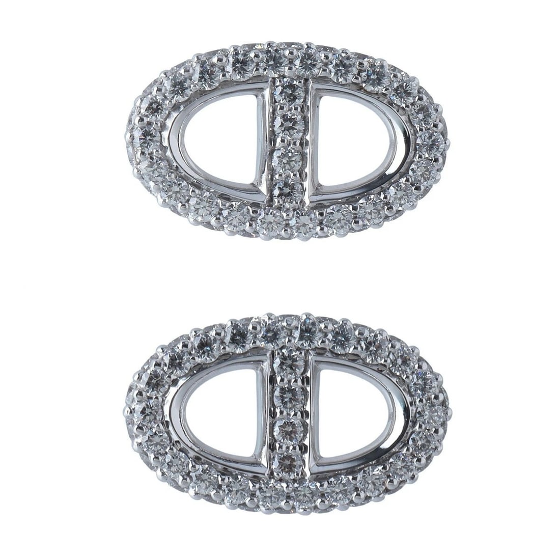 HERMES CHAINE D’ANCRE FARANDOLE DIAMOND EARRINGS 18K WHITE GOLD (1 of 2)