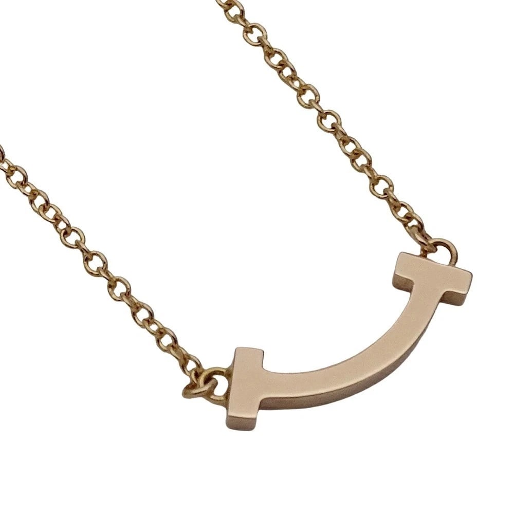 TIFFANY & CO. 750PG T SMILE MINI NECKLACE PINK GOLD (1 of 3)