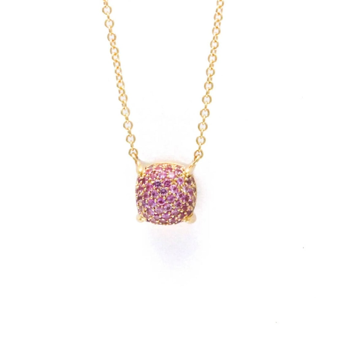 TIFFANY & CO. SUGAR STACK GOLD SAPPHIRE PENDANT NECKLACE: Tiffany & Co. Sugar Stack Gold Sapphire Pendant Necklace Brand: Tiffany & Co. Type: Necklace Material: 18K Pink Gold Main Stone/Creation Sapphire Color: Pink Gold Size: Chain Length: 17.99'' / 45.
