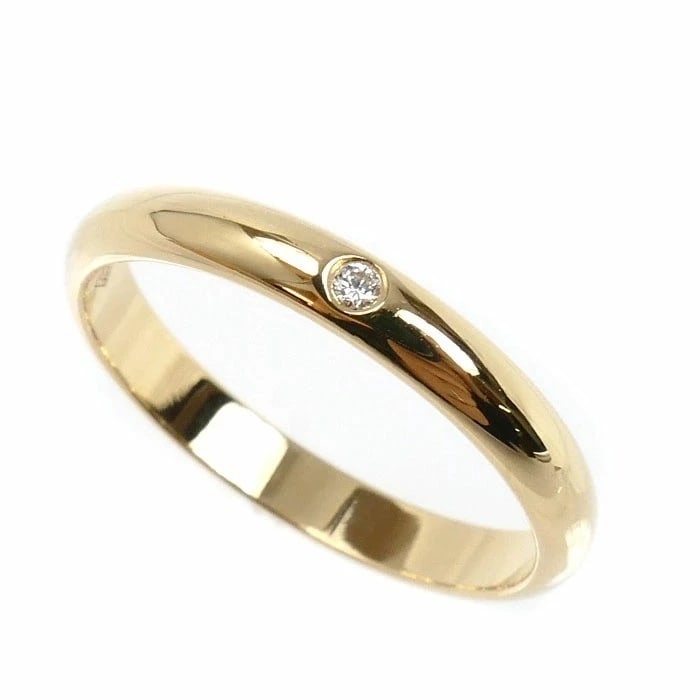 CARTIER WEDDING BAND RING 1P DIAMOND K18 YELLOW GOLD: Cartier Wedding Band Ring 1P Diamond K18 Yellow Gold Brand: Cartier Type: Ring Material: 18k Yellow Gold Main Stone/Creation Natural Color: Yellow Gold Size: 4.75-5 US Accessories: None Ac