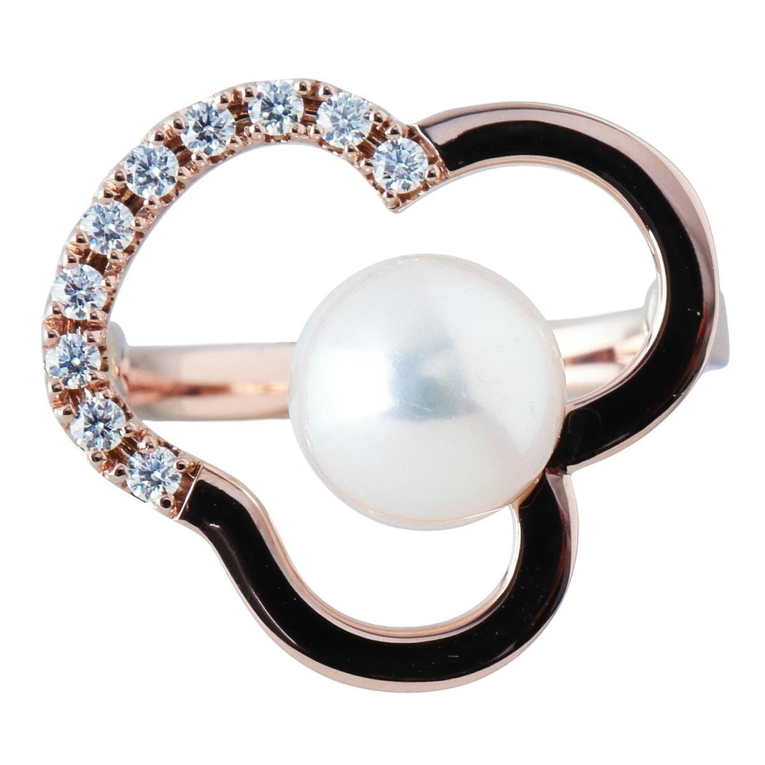 TASAKI CHANTS AKOYA PEARL DIAMOND RING K18 PINK GOLD: TASAKI Chants Akoya Pearl Diamond Ring K18 Pink Gold Brand: TASAKI Type: Ring Material: K18 Pink Gold Main Stone/Creation Akoya Pearl Color: Pink Gold Size: 4.5 US Accessories: None