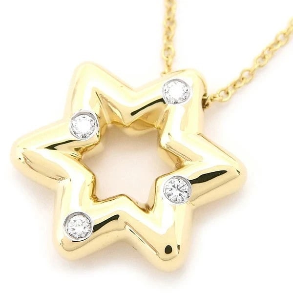 TIFFANY & CO. STAR MOTIF NECKLACE 4P DIAMOND 18K YELLOW GOLD 750YG: Tiffany & Co. Star Motif Necklace 4P Diamond 18K Yellow Gold 750YG Brand: Tiffany & Co. Type: Necklace Material: 18K Yellow Gold Main Stone/Creation Natural Color: Yellow Gold Size: Necklace Lengt