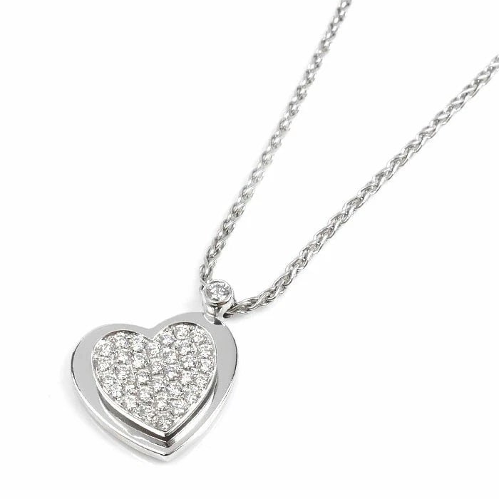 PIAGET HEARTBEAT DIAMOND NECKLACE K18 WHITE GOLD: PIAGET Heartbeat Diamond Necklace K18 White Gold Brand: Piaget Type: Necklace Material: 18K White Gold Main Stone/Creation Natural Color: Silver Size: Chain Length: Approx. 15.35 / 16.54 inches (a