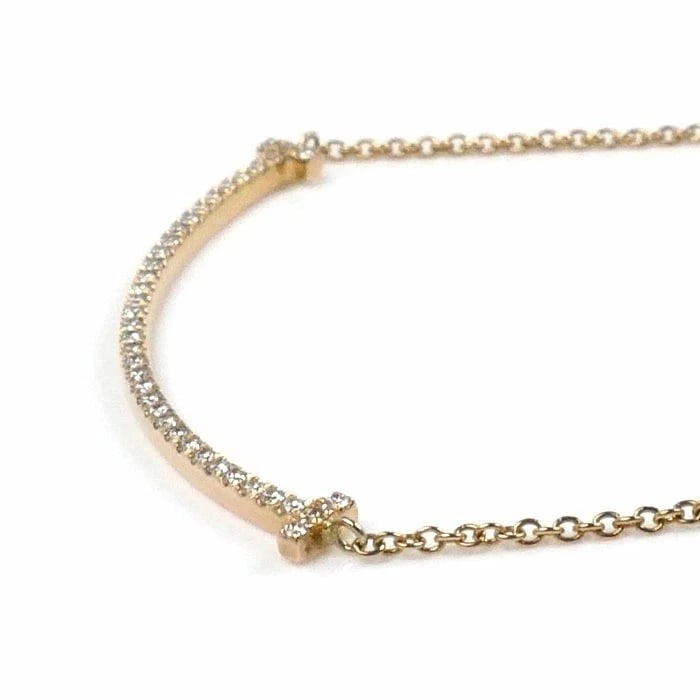 TIFFANY & CO. T SMILE SMALL NECKLACE 18K PINK GOLD DIAMOND (1 of 4)