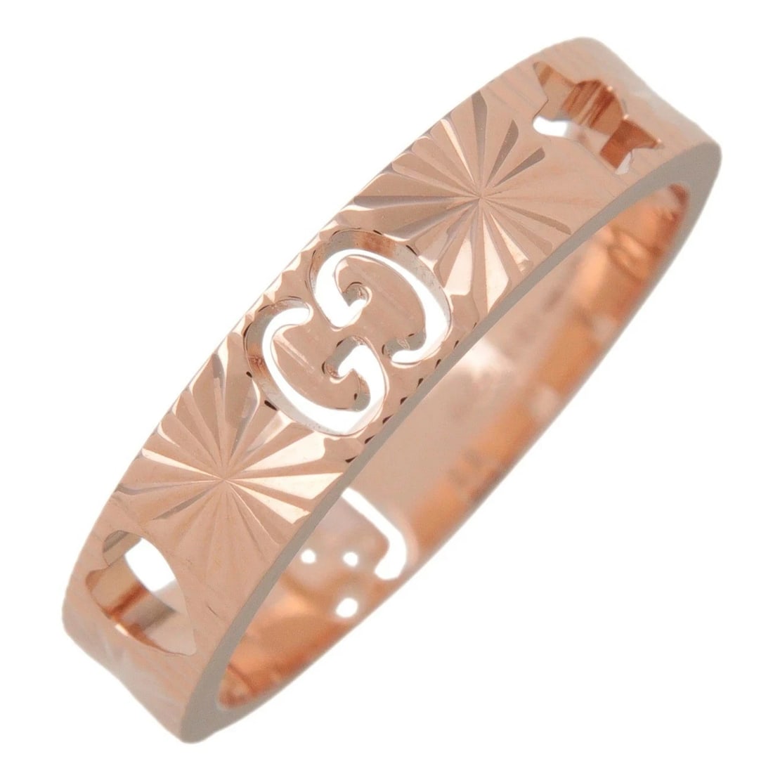GUCCI ICON AMOUR RING K18 PINK GOLD BAND: GUCCI Icon Amour Ring K18 Pink Gold Band Brand: Gucci Type: Ring Material: 18k Pink Gold Color: Pink Gold Size: 5.5-5.75 US Accessories: None Accessories Notice: When purchasing pre-owned