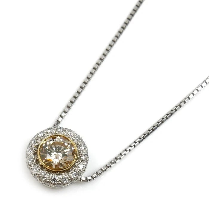 KASHIKEY MORE DIAMOND PENDANT NECKLACE PT900 PT850: Kashikey More Diamond Pendant Necklace Pt900 Pt850 Brand: KASHIKEY Type: Necklace Material: Platinum (Pt900 / Pt850) & K18 Yellow Gold Main Stone/Creation Natural Color: Platinum & Yellow Gold Siz