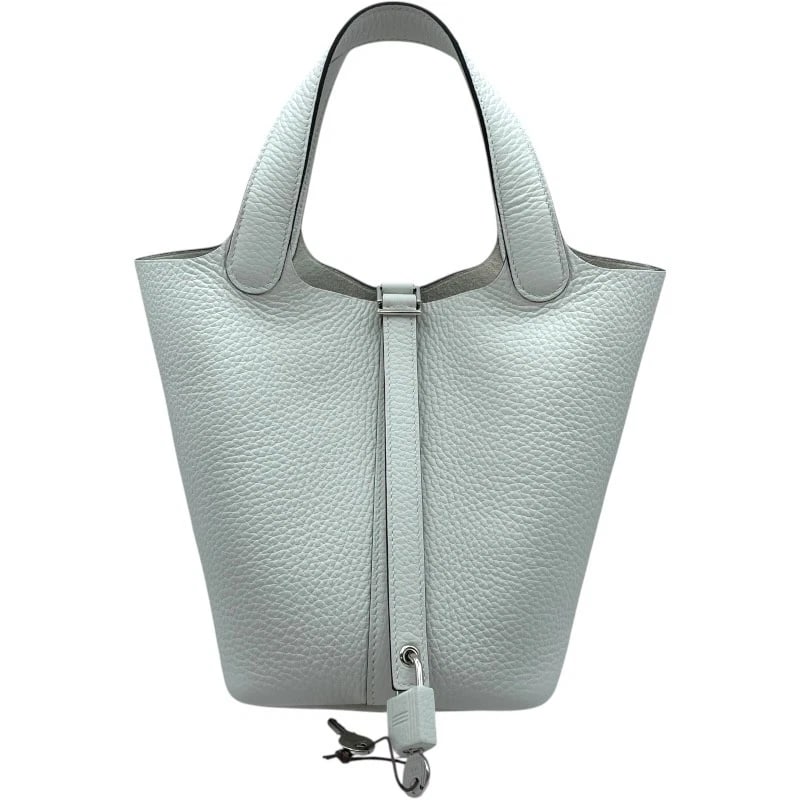 HERMES PICOTAN LOCK HANDBAG: HERMES Picotan Lock Handbag Brand: HERMES Type: Handbag Material: Taurillon Clemence Color: New White SVHardware Size: W9.3 x H7.3x D7.1inch Accessories: None Accessories Notice: When purc