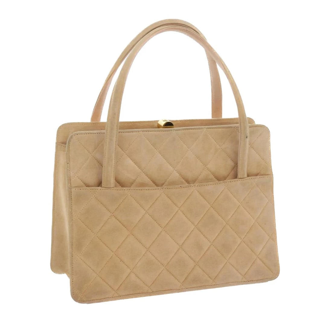 CHANEL GAMAGUCHI HAND BAG SUEDE BEIGE: CHANEL Gamaguchi Hand Bag Suede Beige Brand: CHANEL Type: Hand Bag Material: Suede Color: Beige Size: W10.2 x H7.1 x D3.9inch(Approx) Accessories: None Accessories Notice: When purchasing