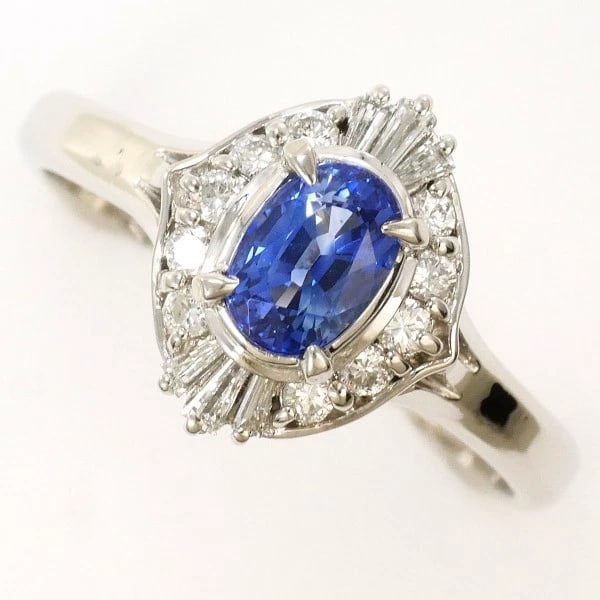 PLATINUM 900 RING SAPPHIRE: Platinum 900 ring Sapphire Brand: N/A Type: Ring Material: Platinum PT900 Color: Platinum Size: 7.5-8 US size Accessories: None Accessories Notice: When purchasing pre-owned goods, please