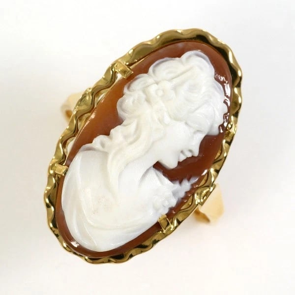18K YELLOW GOLD RING SHELLCAMEO (1 of 2)
