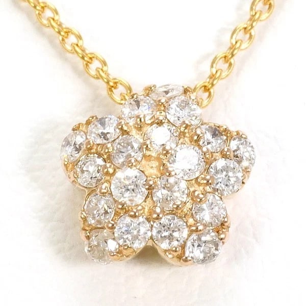 JEWELRY 18K PINK GOLD NECKLACE DIAMOND: Jewelry 18K Pink gold Necklace Diamond Brand: N/A Type: Necklace Material: K18 Pink gold Main Stone/Creation Natural Color: Pink gold Size: Top:Length height: 7mm width:7mm(Top and chain can