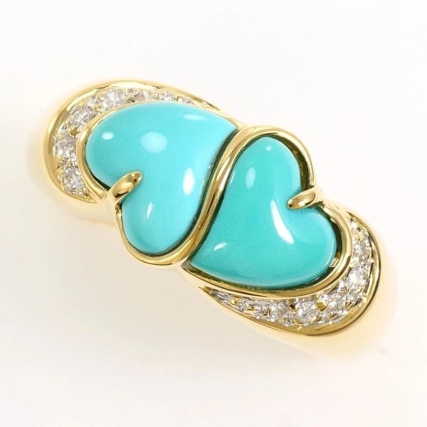 18K YELLOW GOLD RING TURQUOISE DIAMOND: 18K Yellow gold ring Turquoise Diamond Brand: N/A Type: Ring Material: K18 Yellow gold Color: Yellow gold Size: 8 US size Accessories: None Accessories Notice: When purchasing pre-owned go