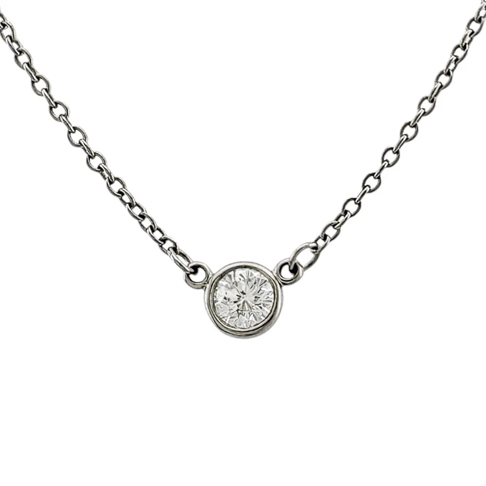 TIFFANY&CO. NECKLACE PT950PLATINUM DIAMOND: TIFFANY&Co. Necklace Pt950Platinum diamond Brand: Tiffany&co. Type: Necklace Material: Pt950Platinum Main Stone/Creation Natural Color: Silver Size: Total Length:42cm The total length is including