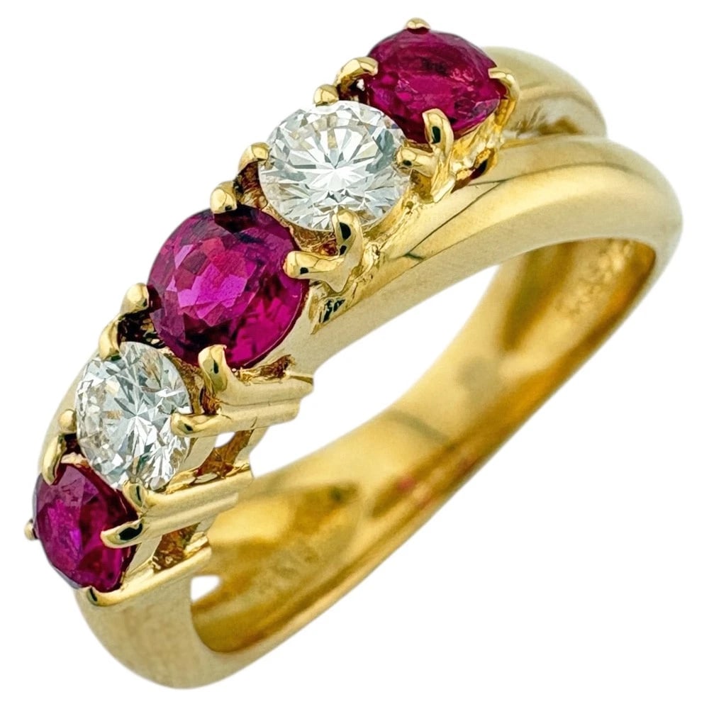 MIKIMOTO RING K18 YELLOW GOLD RUBY DIAMOND: MIKIMOTO Ring K18 yellow gold Ruby diamond Brand: MIKIMOTO Type: Ring Material: K18 yellow gold Main Stone/Creation Ruby Color: gold Size: 5 Accessories: None Accessories Notice: When purc