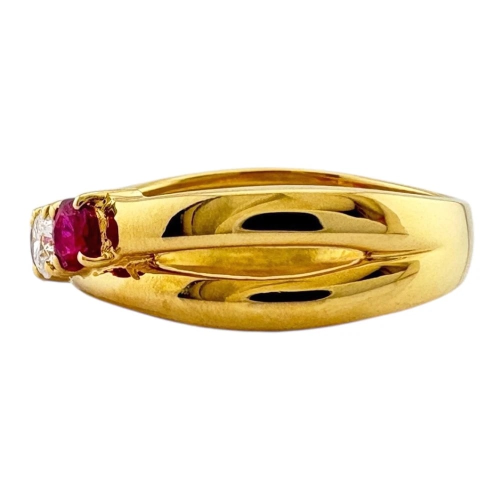 MIKIMOTO RING K18 YELLOW GOLD RUBY DIAMOND - 3
