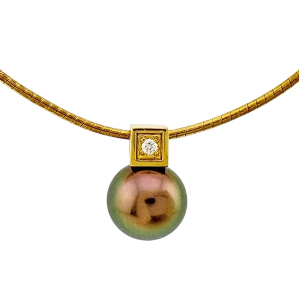 MIKIMOTO NECKLACE K18 YELLOW GOLD PEARL DIAMOND: MIKIMOTO Necklace K18 yellow gold Pearl diamond Brand: MIKIMOTO Type: Necklace Material: K18 yellow gold Color: gold Size: Total Length:40cm Chain width:1.0mm Top:W9.5mm x H14.0mm Accessories: No