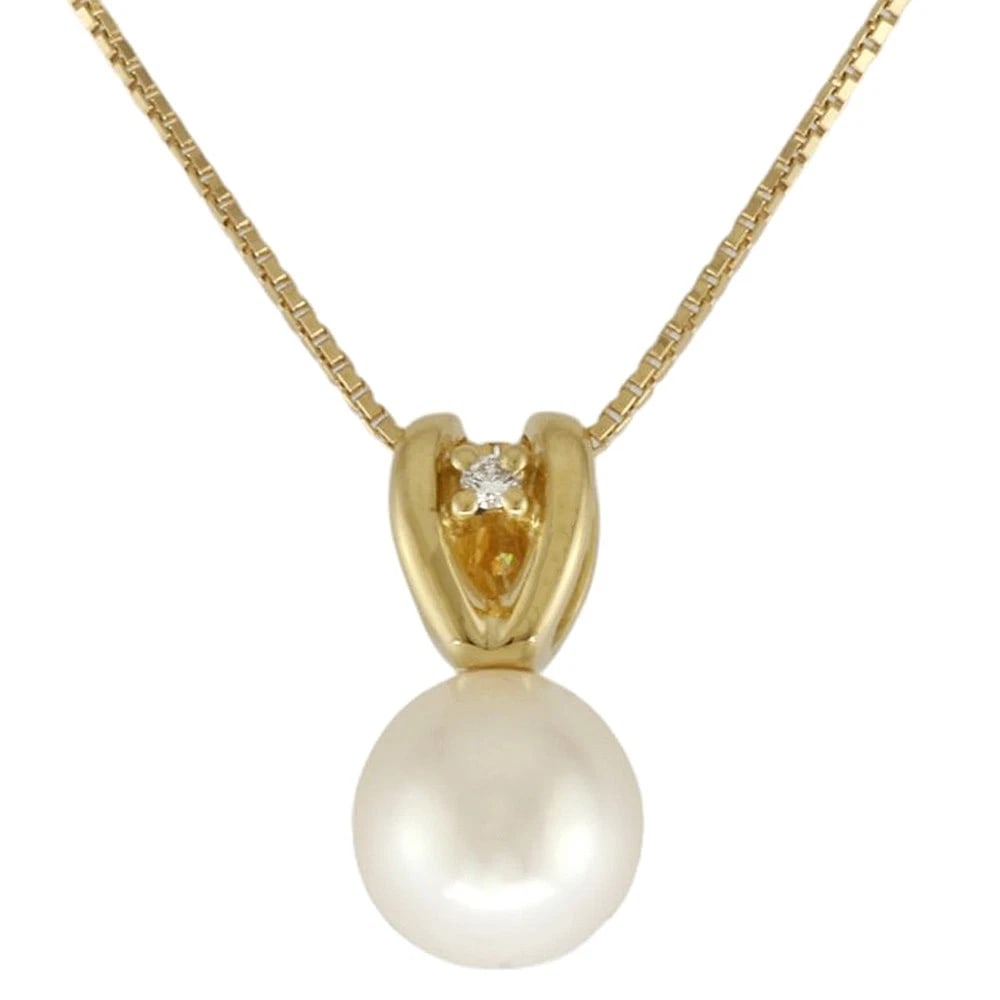 TASAKI NECKLACE K18 YELLOW GOLD AKOYA PEARL DIAMOND (1 of 4)
