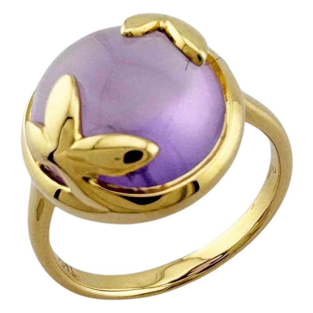 RING K18 YELLOW GOLD AMETHYST USED: Ring K18 yellow gold amethyst used Brand: Unbranded Type: Ring Material: K18 yellow gold Main Stone/Creation amethyst Color: gold Size: 6 1/8 Accessories: None Accessories Notice: When pur