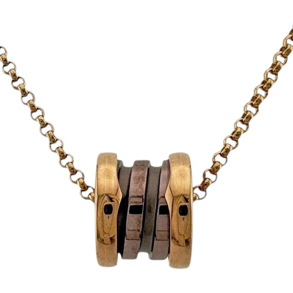 BVLGARI NECKLACE K18 PINK GOLD METAL: BVLGARI Necklace K18 Pink Gold metal Brand: BVLGARI Type: Necklace Material: K18 Pink Gold Color: Pink gold Size: Total Length:44.5cm Chain width:1.0mm Top:W7.0mm x H9.0mm Length adjustment adjust
