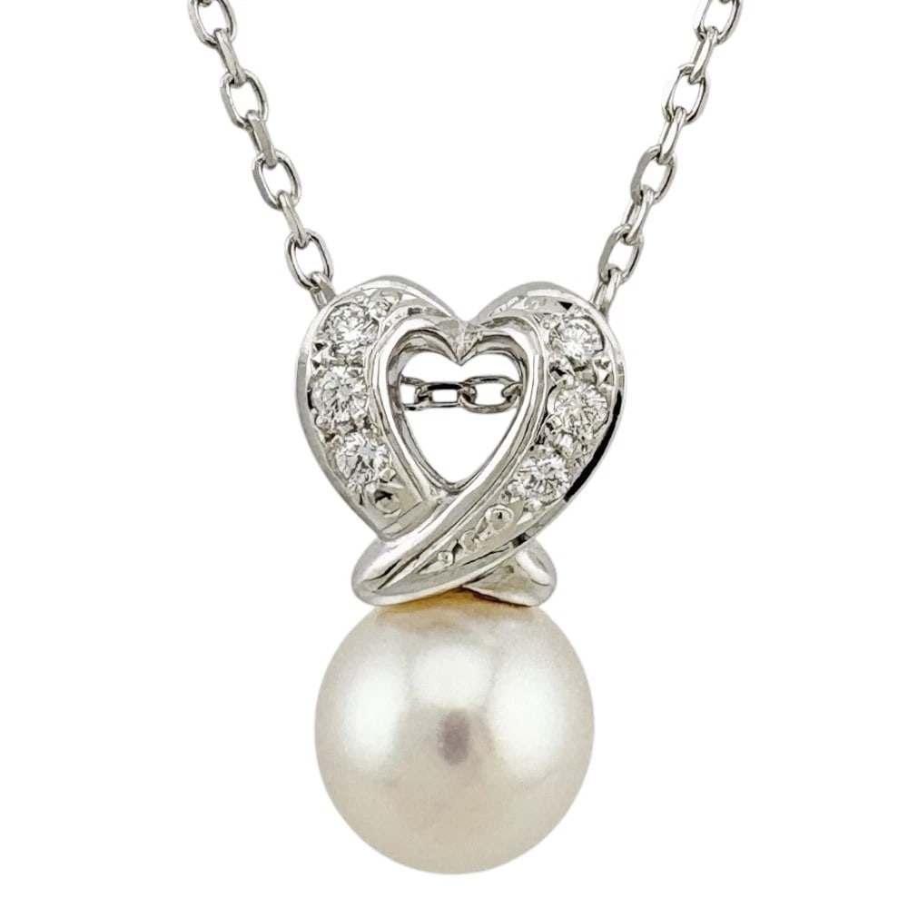 MIKIMOTO NECKLACE K18 WHITE GOLD AKOYA PEARL DIAMOND: MIKIMOTO Necklace K18 white gold Akoya pearl diamond Brand: MIKIMOTO Type: Necklace Material: K18 white gold Color: Silver Size: Total Length:42cm Chain width:1.0mm Adjuster can position (distance