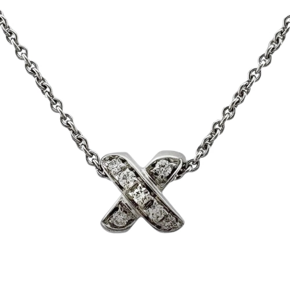 TIFFANY&CO. NECKLACE K18 WHITE GOLD DIAMOND: TIFFANY&Co. Necklace K18 white gold diamond Brand: Tiffany&co. Type: Necklace Material: K18 white gold Main Stone/Creation Natural Color: Silver Size: Total Length:41cm Chain width:1.5mm Top:W9.0m