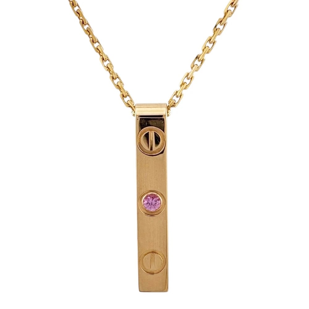 CARTIER NECKLACE K18 PINK GOLD PINK SAPPHIRE: CARTIER Necklace K18 Pink Gold Pink sapphire Brand: CARTIER Type: Necklace Material: K18 Pink Gold Main Stone/Creation Pink sapphire Color: Pink gold Size: Total Length:42cm Chain width:1.5mm