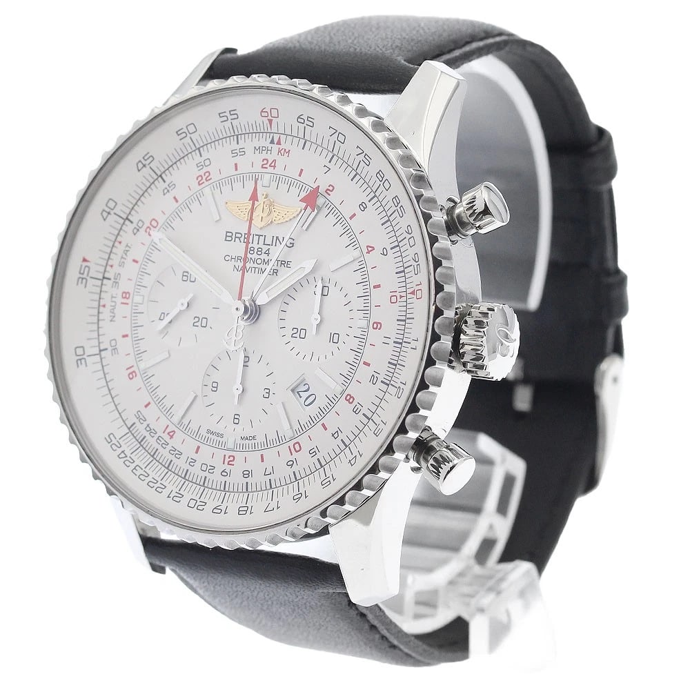 BREITLING NAVITIMER GMT SILVER DIAL WATCH - 2