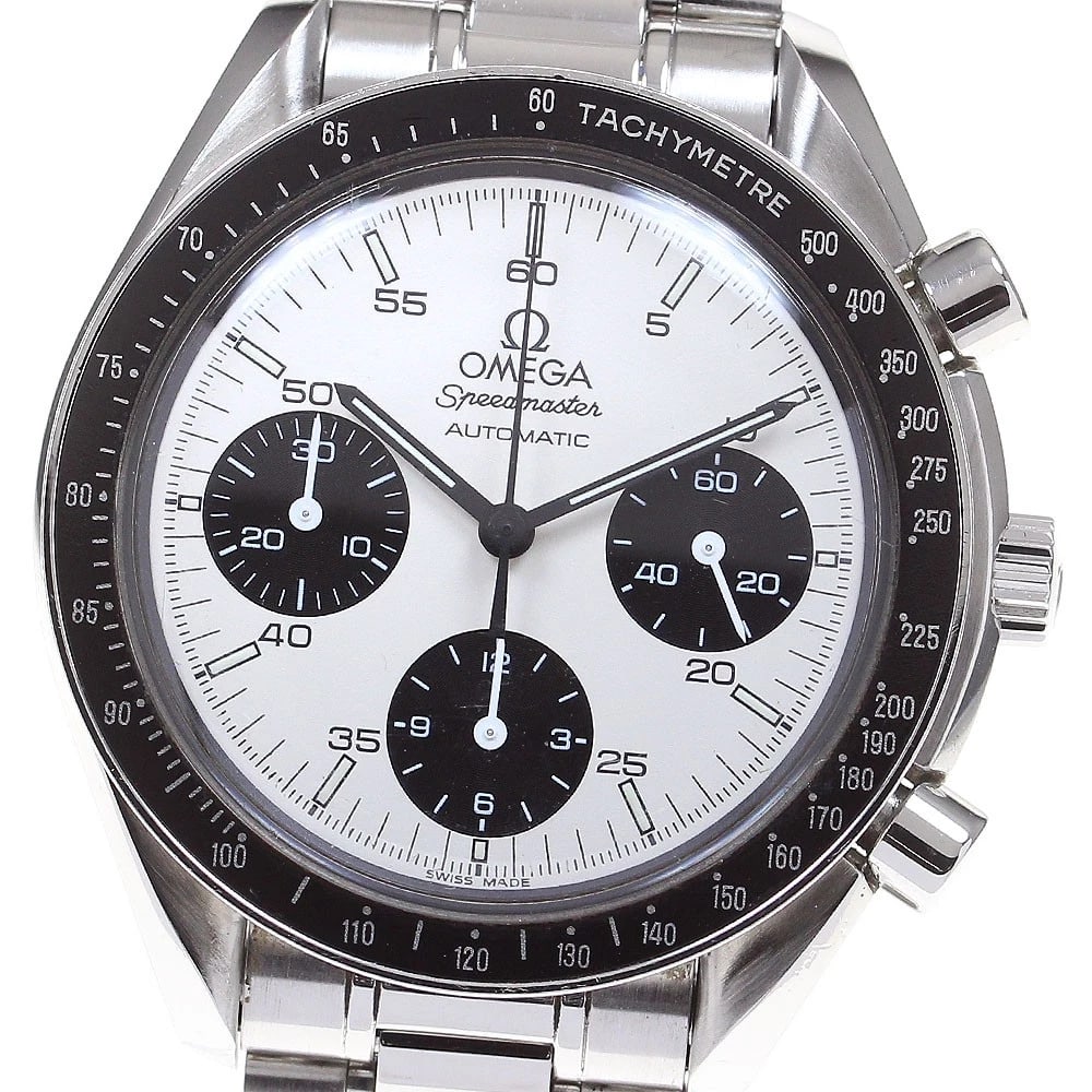 OMEGA SPEEDMASTER MARUI CHRONOGRAPH WATCH: OMEGA Speedmaster Marui Chronograph Watch Brand: OMEGA Type: Wristwatch Material: Band Material Stainless Steel, Case Material Stainless Steel Color: Band Color Silver, Dial Color Beige /