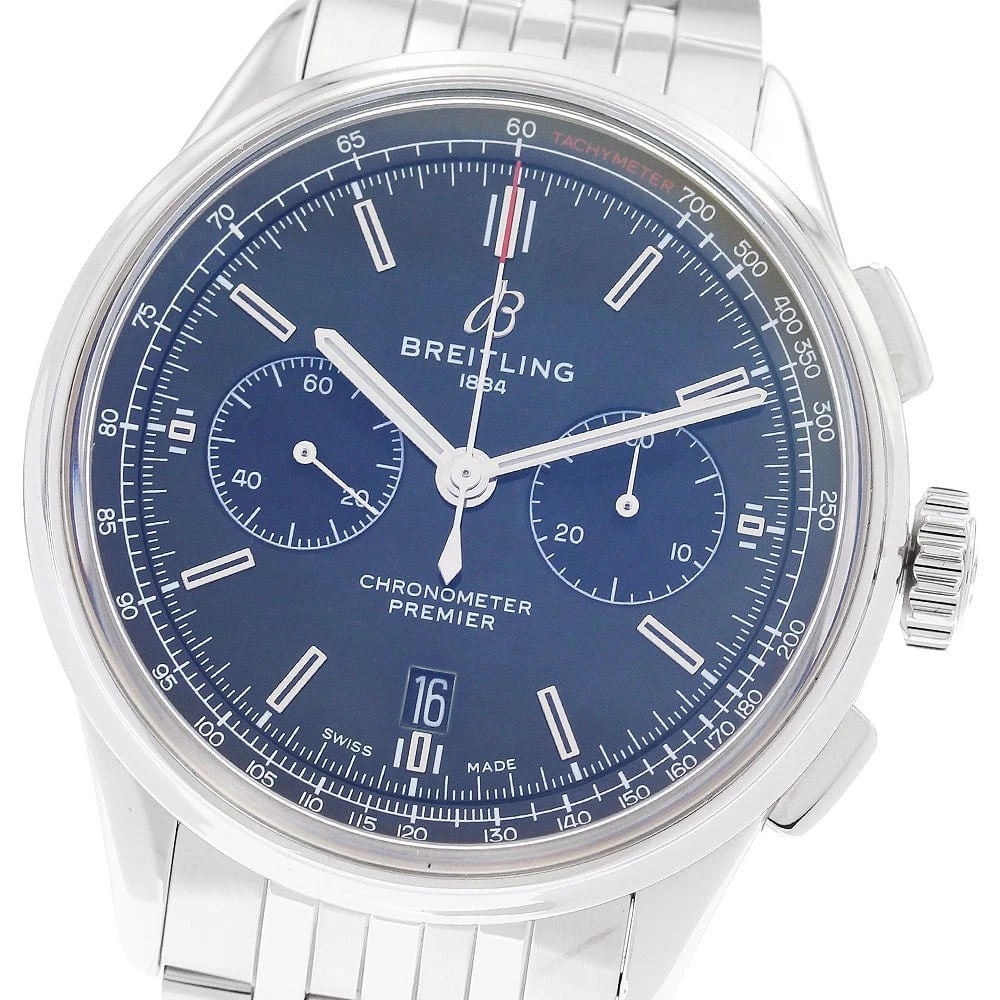 BREITLING PREMIER CHRONOGRAPH GREEN DIAL WATCH: BREITLING Premier Chronograph green Dial Watch Brand: BREITLING Type: Wristwatch Material: Band Material Stainless Steel, Case Material Stainless Steel Color: Band Color Silver, Dial Color