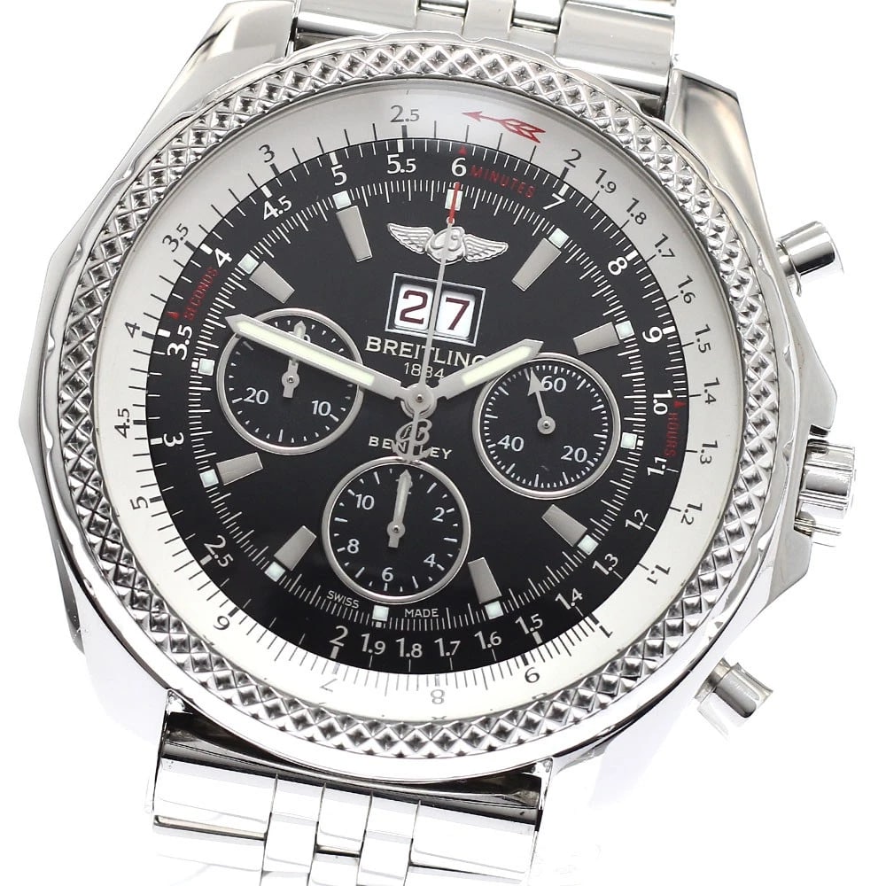 BREITLING BENTLEY CHRONOGRAPH BLACK DIAL: BREITLING Bentley Chronograph black Dial Brand: BREITLING Type: Wristwatch Material: Band Material Stainless Steel, Case Material Stainless Steel Color: Band Color Silver, Dial Color black,