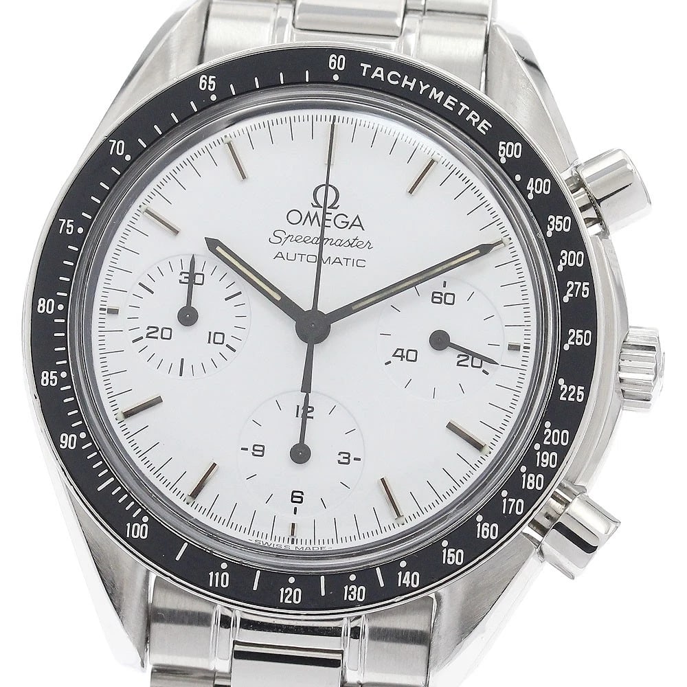 OMEGA SPEEDMASTER MARUI CHRONOGRAPH WATCH: OMEGA Speedmaster Marui Chronograph Watch Brand: OMEGA Type: Wristwatch Material: Band Material Stainless Steel, Case Material Stainless Steel Color: Band Color Silver, Dial Color white, Case