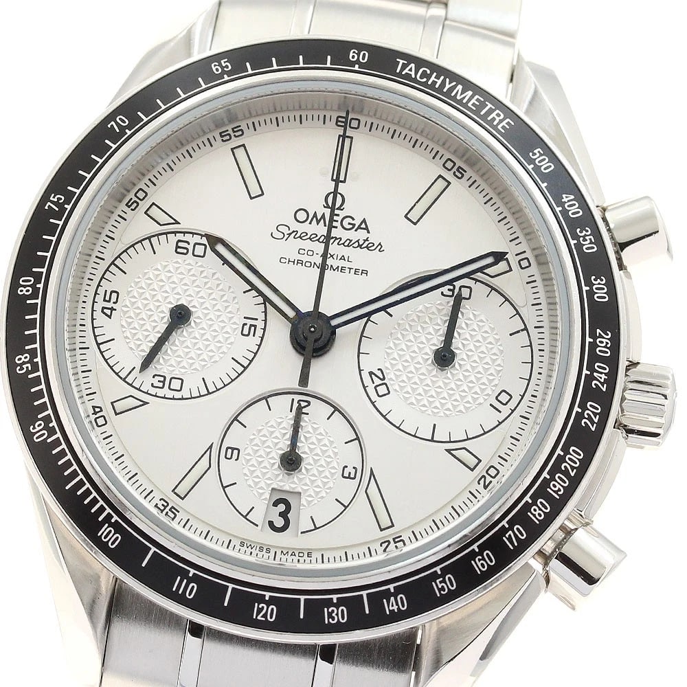 OMEGA SPEEDMASTER RACING DATE WATCH: OMEGA Speedmaster Racing Date Watch Brand: OMEGA Type: Wristwatch Material: Band Material Stainless Steel, Case Material Stainless Steel Color: Band Color Silver, Dial Color Silver, Case Color Silv
